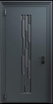 Входная термодверь с металлофиленкой и порошковым напылением RAL 7021 (тип №8)